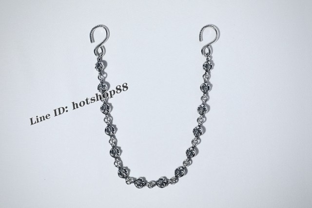 Chrome Hearts專櫃純手工做舊純銀飾品 克羅心925純銀S扣童軍花圓珠褲包鏈 gj1170